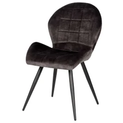 Velours Esstischstuhl in Anthrazit - Macereta (2er Set)