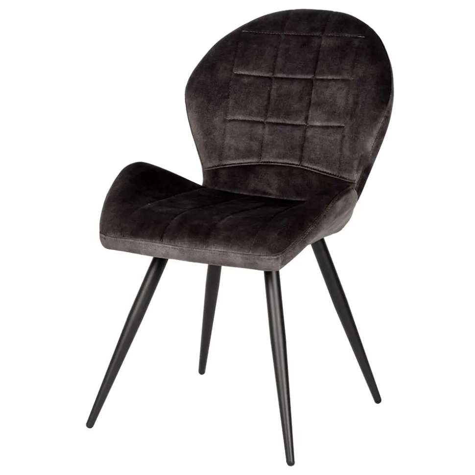 Velours Esstischstuhl in Anthrazit - Macereta (2er Set)