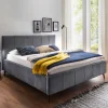 Velours Polsterbett in Anthrazit - Laterna