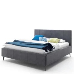 Velours Polsterbett in Anthrazit - Laterna