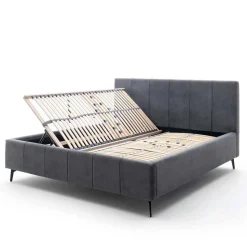 Velours Polsterbett in Anthrazit - Laterna