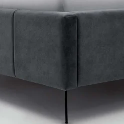 Velours Polsterbett in Anthrazit - Laterna