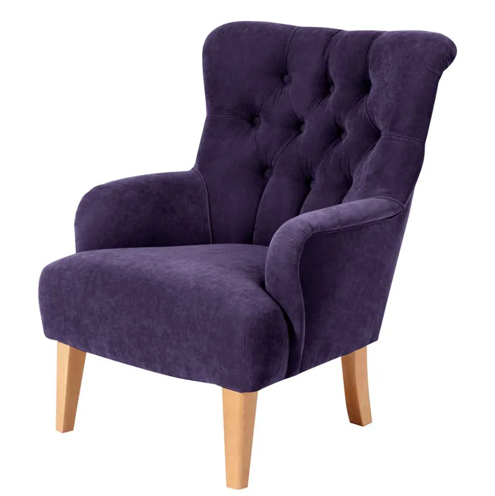 Velours Polstersessel in Violett - Beliava