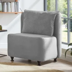 Velours Polstersessel in Silber Grau - Kolage