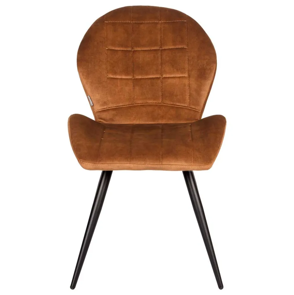 Velours Polsterstuhl in Ocker - Rafu (2er Set)