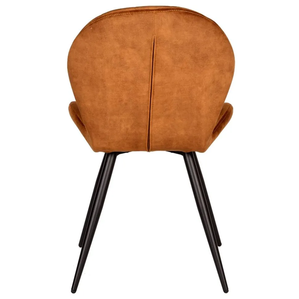 Velours Polsterstuhl in Ocker - Rafu (2er Set)