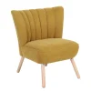 Velours Sessel in Maisgelb und Buche - Barack