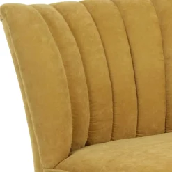 Velours Sessel in Maisgelb und Buche - Barack