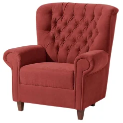 Velours Sessel in Terracotta und Nussbaum - Valbern