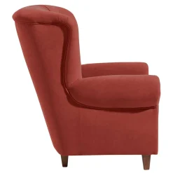 Velours Sessel in Terracotta und Nussbaum - Valbern