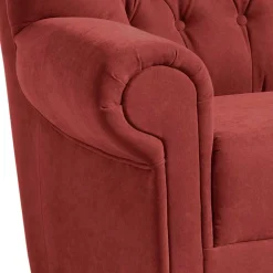 Velours Sessel in Terracotta und Nussbaum - Valbern