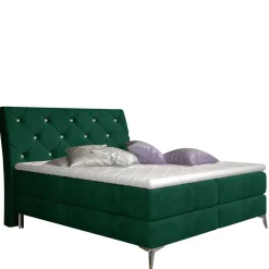 Velours Stauraumbett in Dunkelgrün - Kasandros