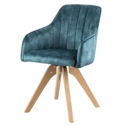 Velours Tischsessel in Blau Petrol - Vitalrov (2er Set)