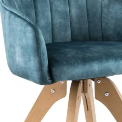 Velours Tischsessel in Blau Petrol - Vitalrov (2er Set)