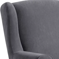 Velours-Ohrenbackensessel in Anthrazit - Marietta