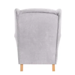 Velours-Ohrensessel in Silbergrau und Buche - Jiletta