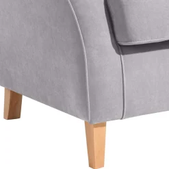 Velours-Ohrensessel in Silbergrau und Buche - Jiletta