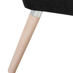 Velourssessel in Schwarz mit Buche Natur - Nocena