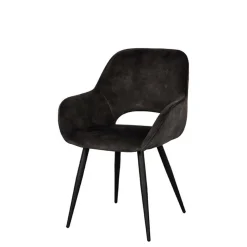 Velours-Stühle in Anthrazit - Hauke (2er Set)