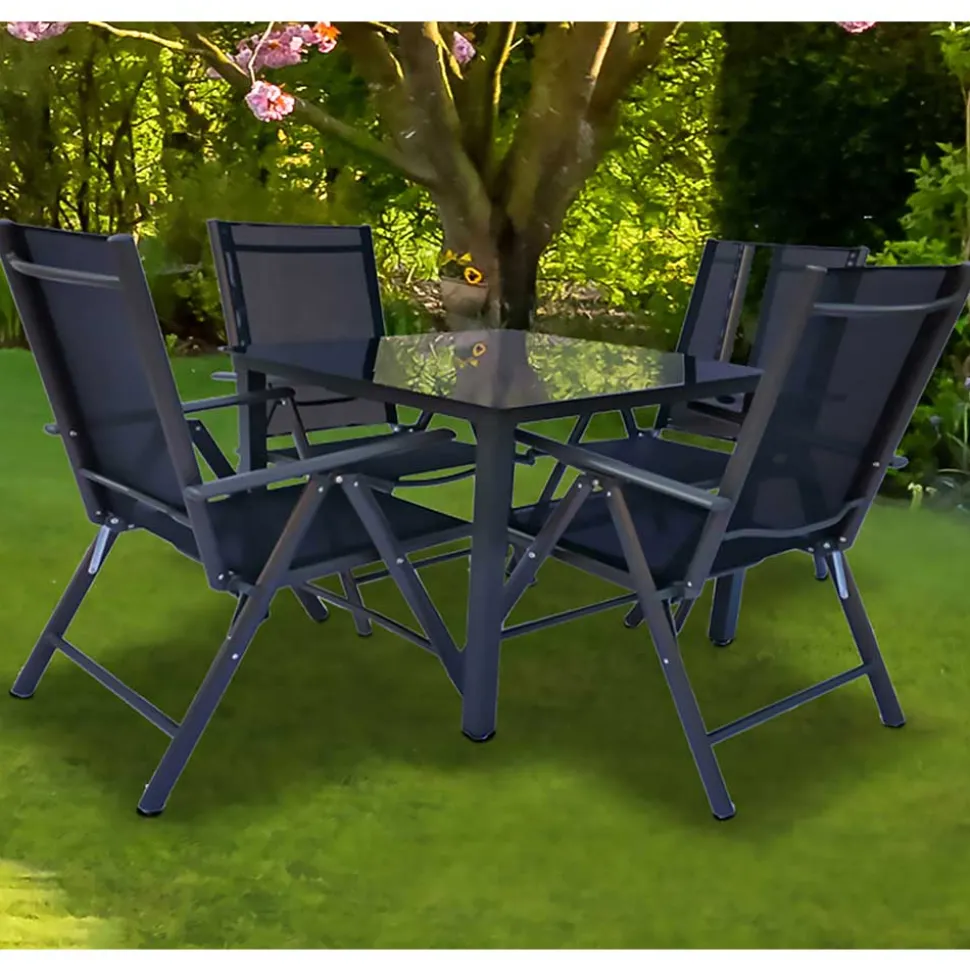 Vier Hochlehner & Gartentisch Set - Cadiz (fünfteilig)