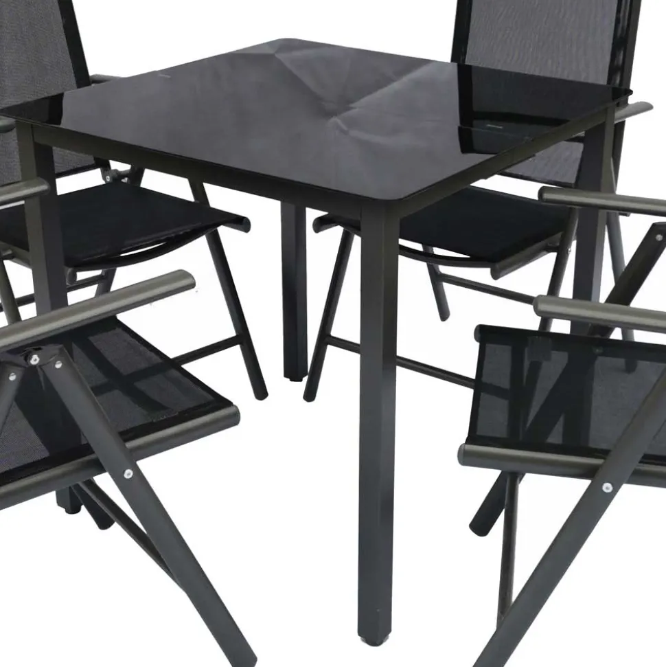 Vier Hochlehner & Gartentisch Set - Cadiz (fünfteilig)