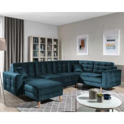 Viersitzer Wohnzimmer Schlafcouch in Dunkelblau - Mauritius