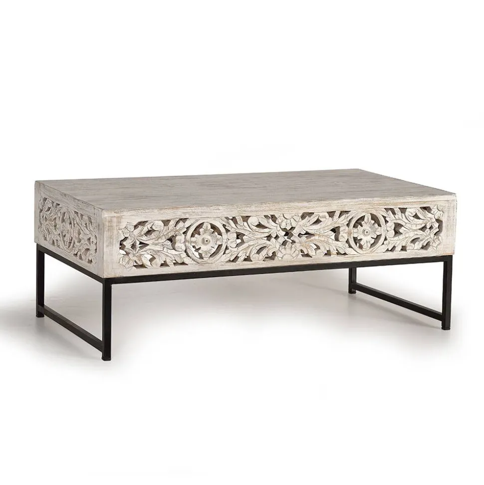 Vintage Couchtisch in Holz White Wash - Fudorus