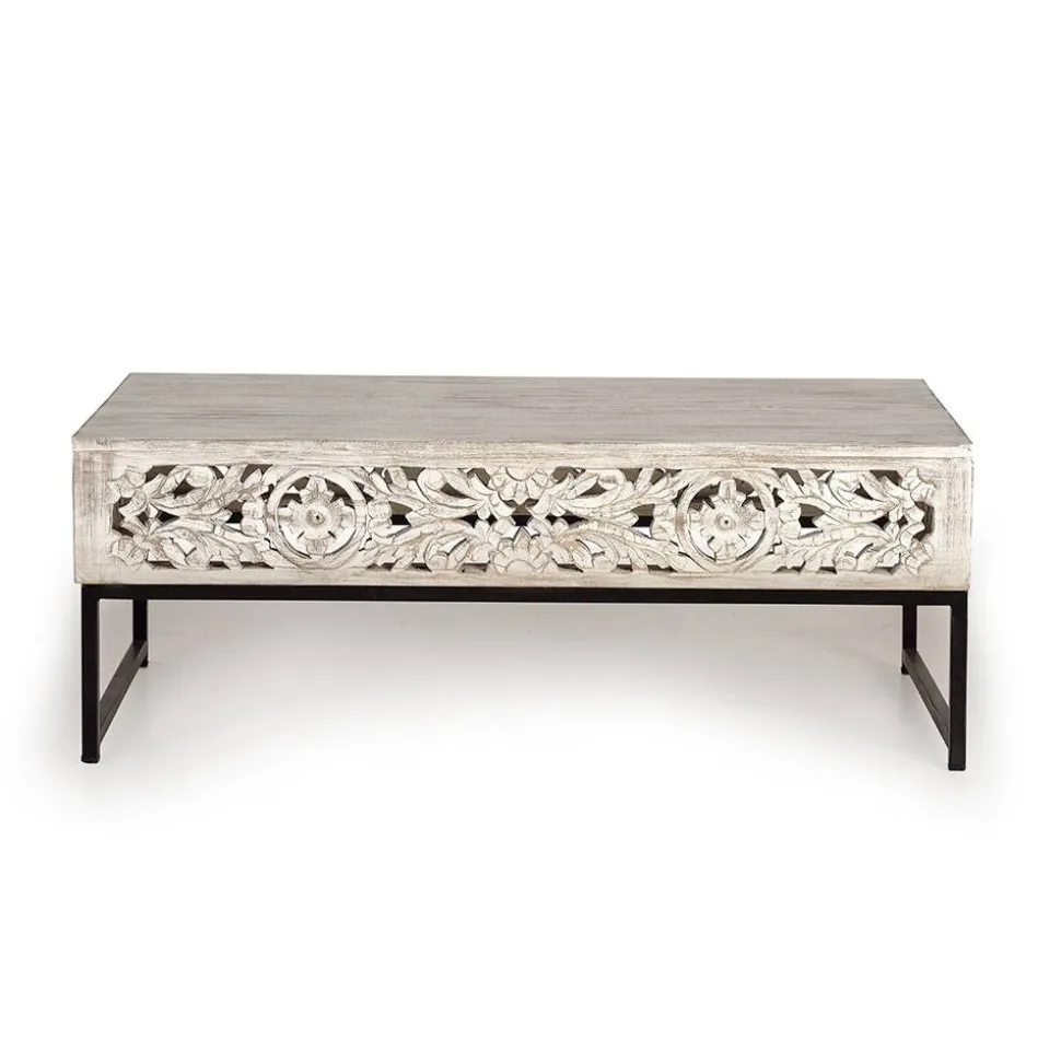 Vintage Couchtisch in Holz White Wash - Fudorus