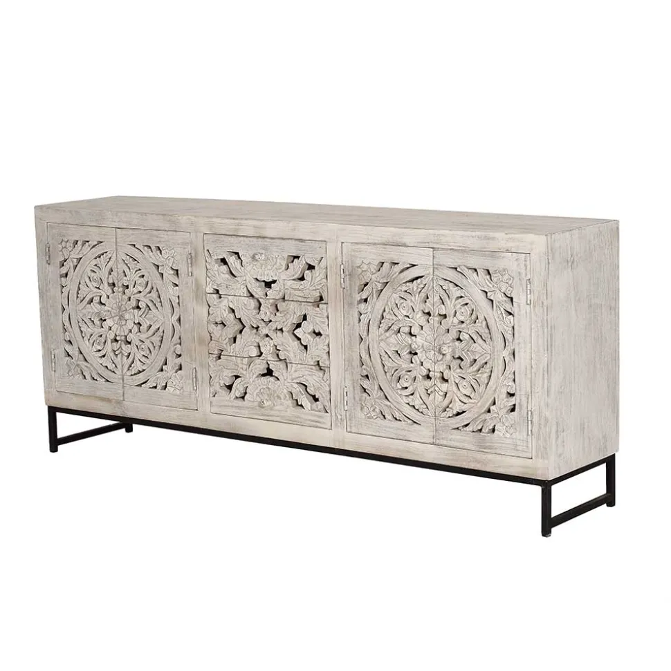 Vintage Design Sideboard in Holz White Wash - Fudorus