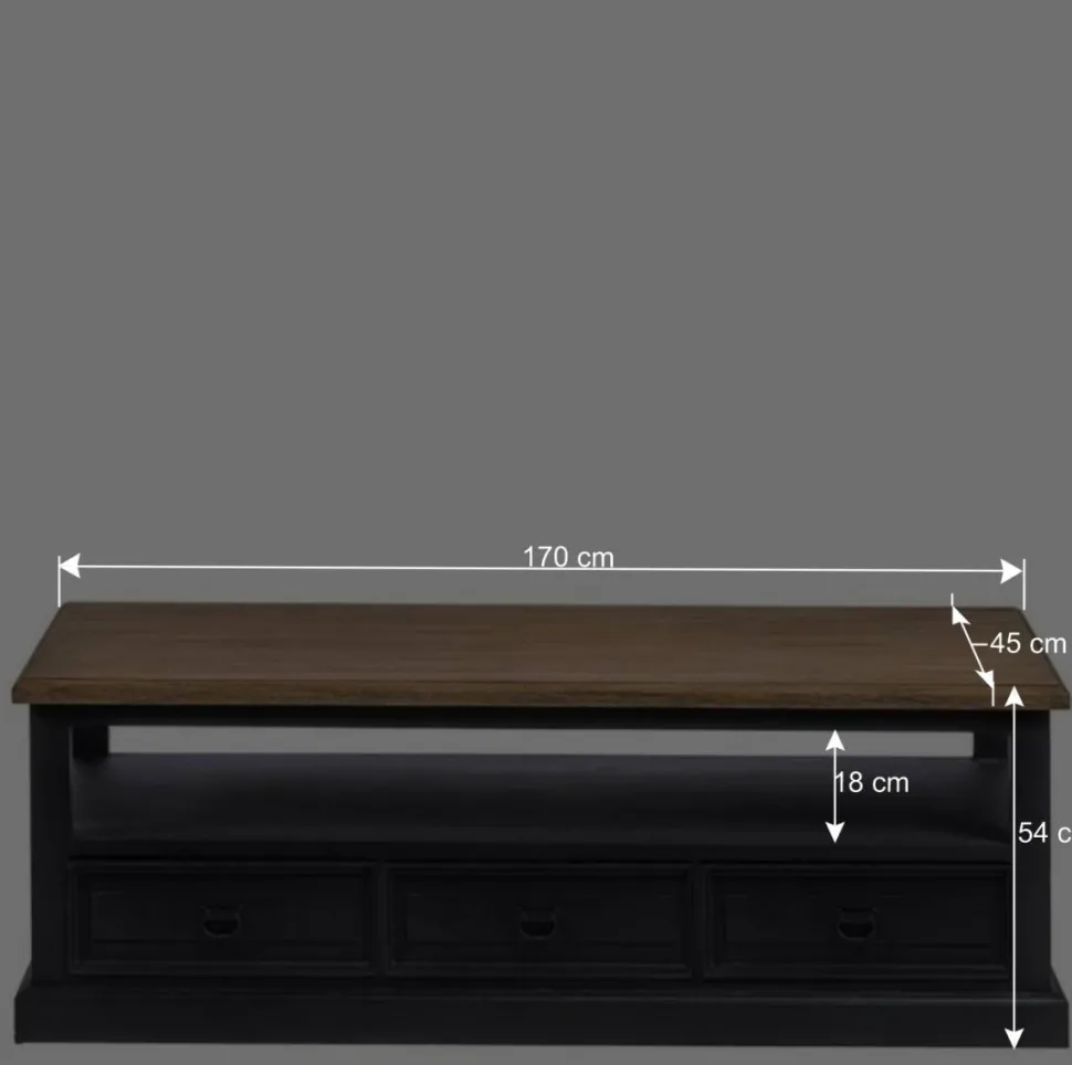 Vintage Design TV Board in Teakfarben & Schwarz - Niovan