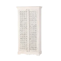 Vintage Garderobenschrank in White Wash Holz - Toscana