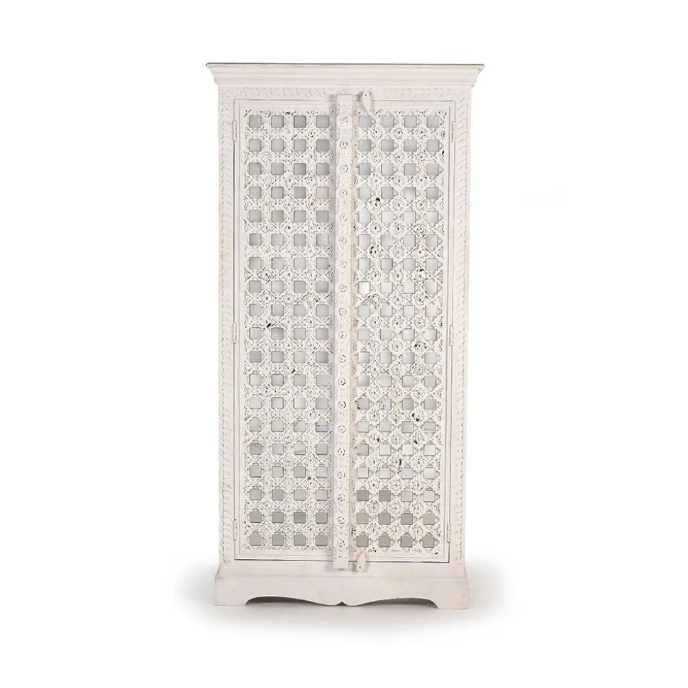 Vintage Garderobenschrank in White Wash Holz - Toscana