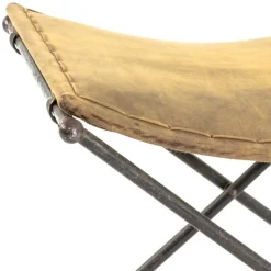 Vintage Hocker mit Echtleder Gelb - Franca