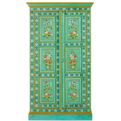 Vintage Holzschrank bunt bemalt - Lennlo