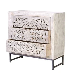 Vintage Kommode in Mangoholz White Wash - Fudorus