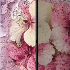 Vintage Leinwand Paravent mit Blumen Motiv - Crabira