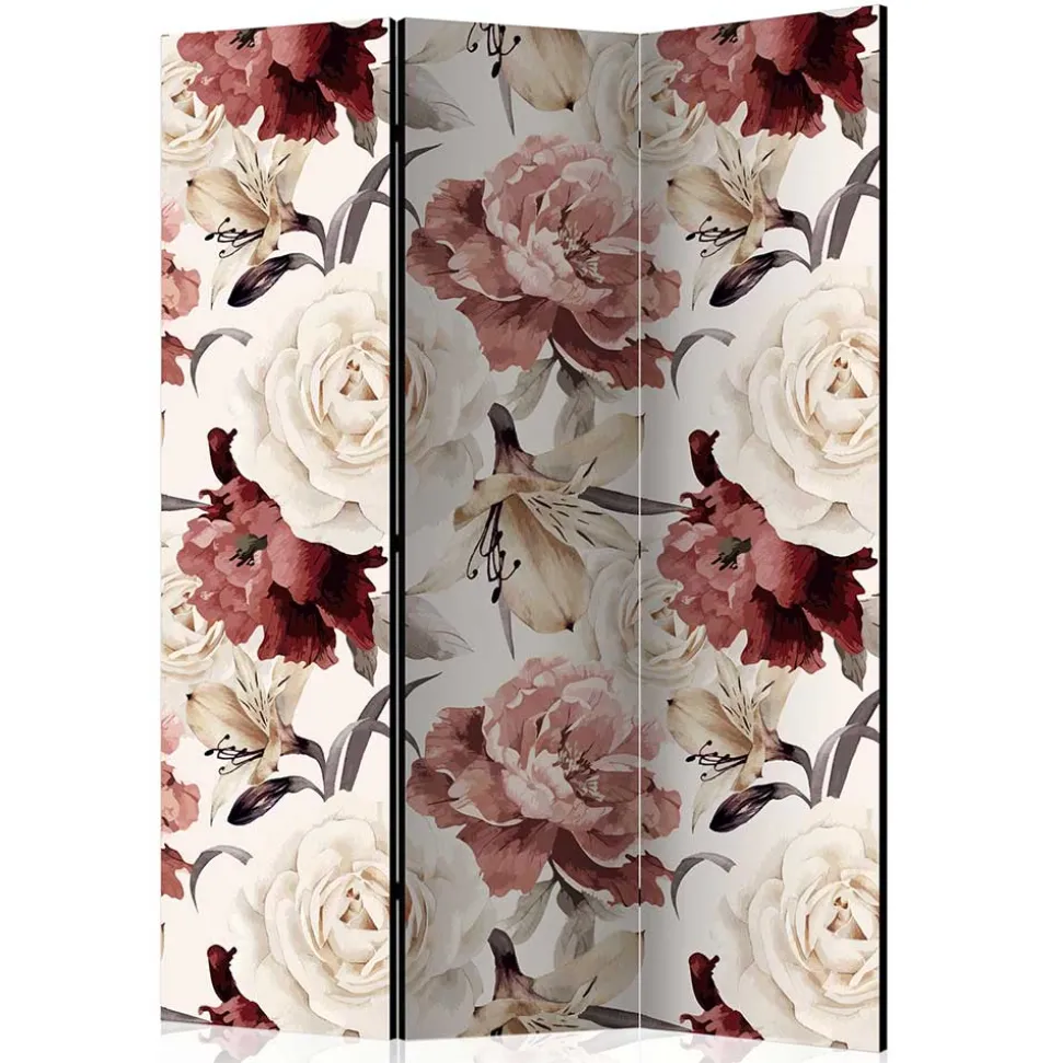 Vintage Motiv Paravent mit Rosen in Rot Weiß - Vakuum
