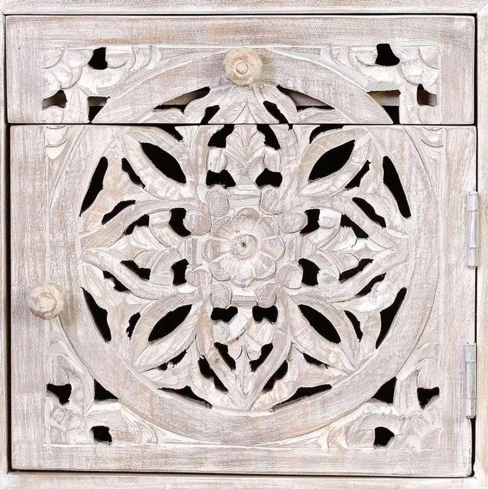 Vintage Nachtschrank aus Mangoholz White Wash - Fudorus