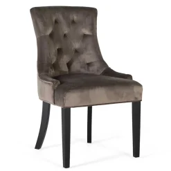 Vintage Polsterstuhl aus dunkelgrauem Samt - Blances (4er Set)