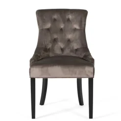 Vintage Polsterstuhl aus dunkelgrauem Samt - Blances (4er Set)