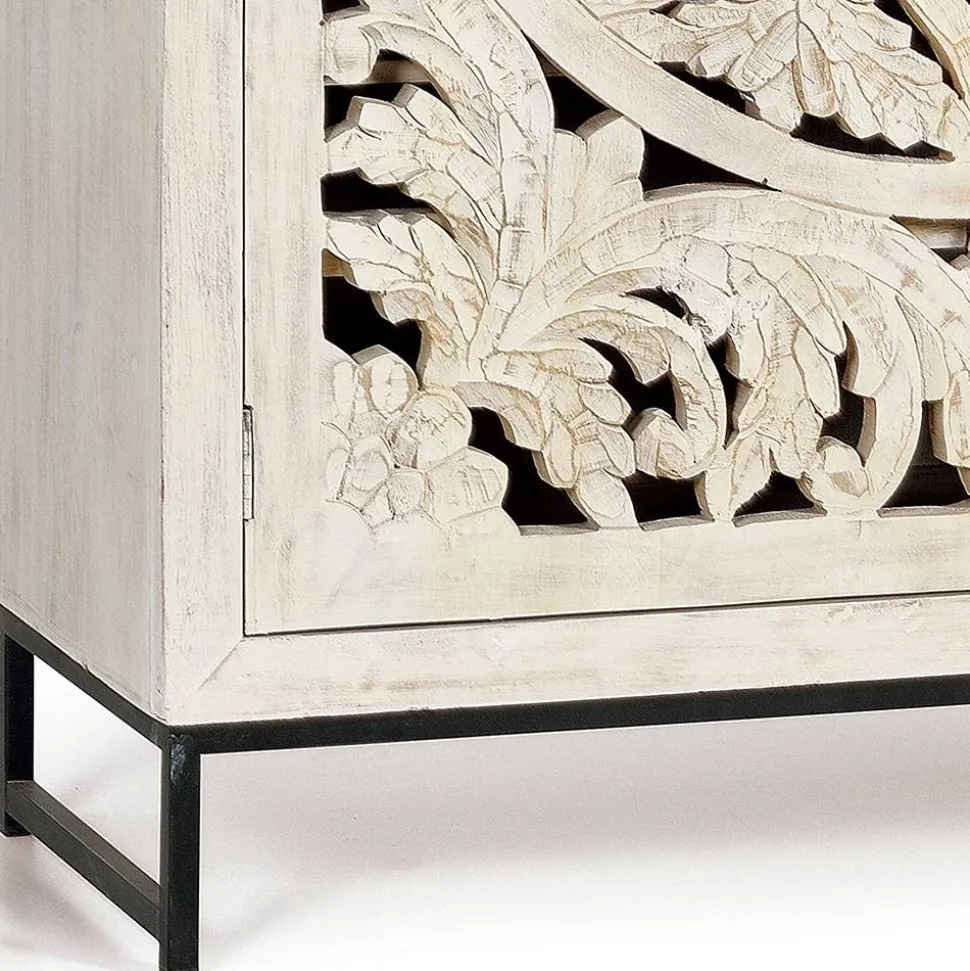 Vintage Schrank in Mangoholz White Wash - Fudorus