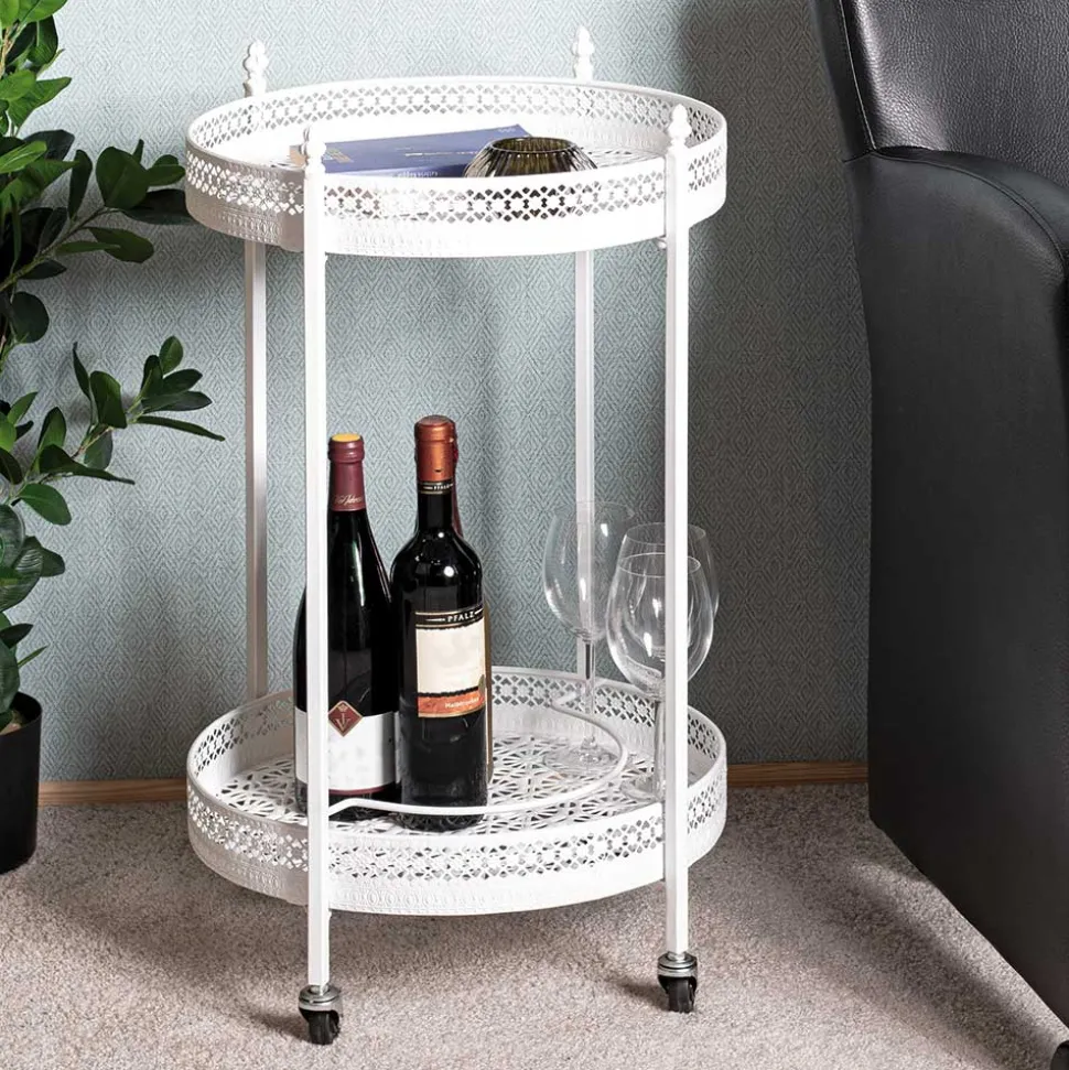 Vintage Servierwagen aus Metall in Rund - Cedreona