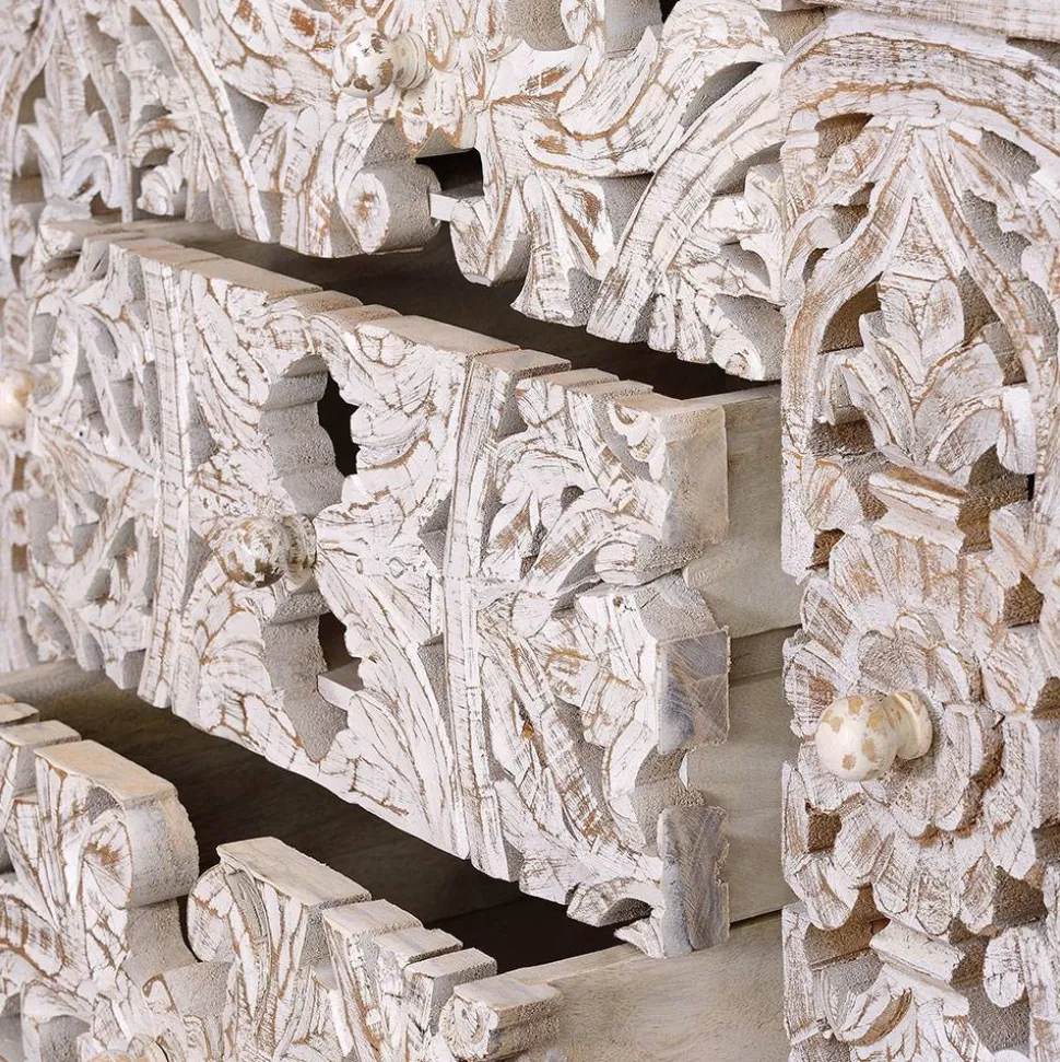 Vintage Sideboard in Mangoholz White Wash - Fudorus