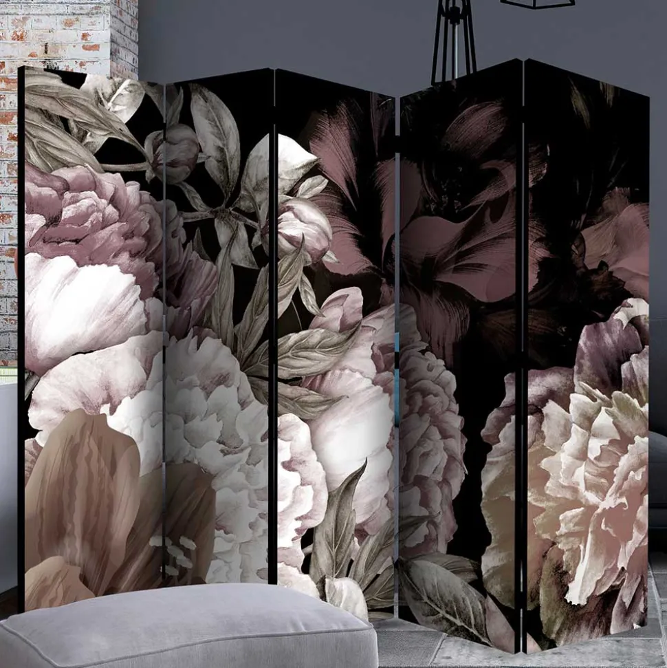 Vintage Style Paravent mit Blumenmotiv bedruckt - Borgionsa