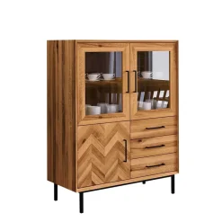 Vitrine Highboard mit 3 Türen & Schubladen - Kerfa