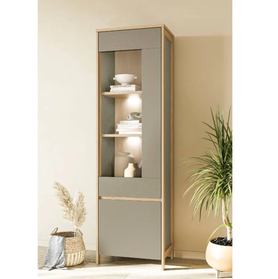 Vitrine in Eukalyptus und Eiche Optik - Promo