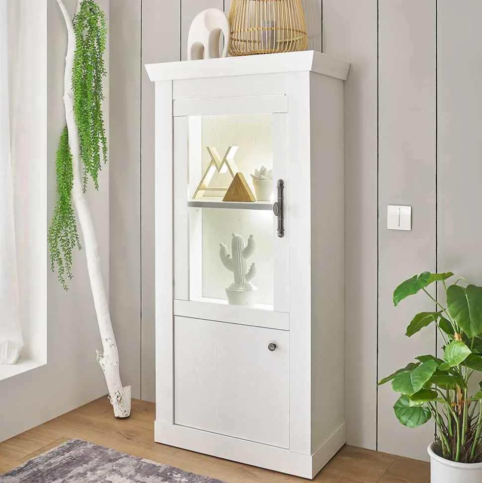 Vitrine in weißer Holzoptik Pinie - Liancos