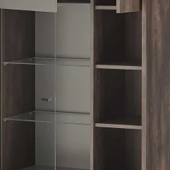 Vitrine Schrank in Anthrazit und Eiche Dunkel - Mundo