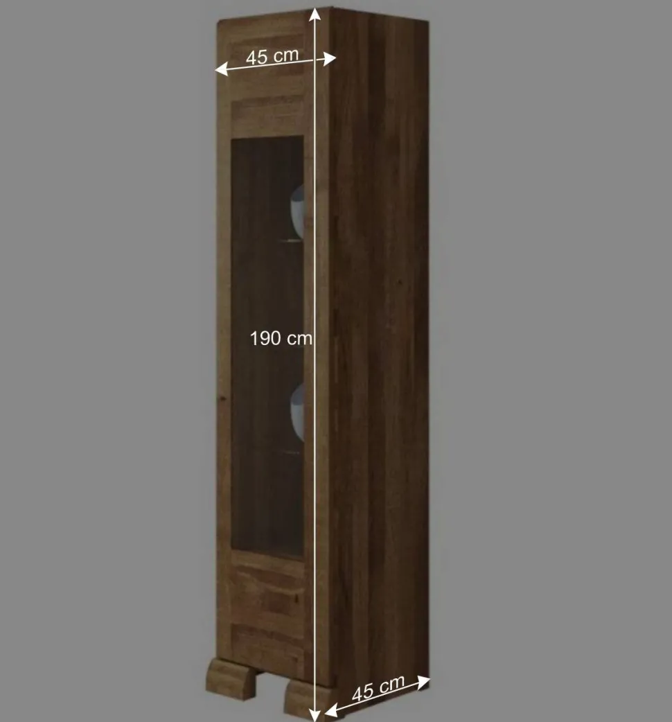 Vitrine Vaskov aus Wildeiche Massivholz