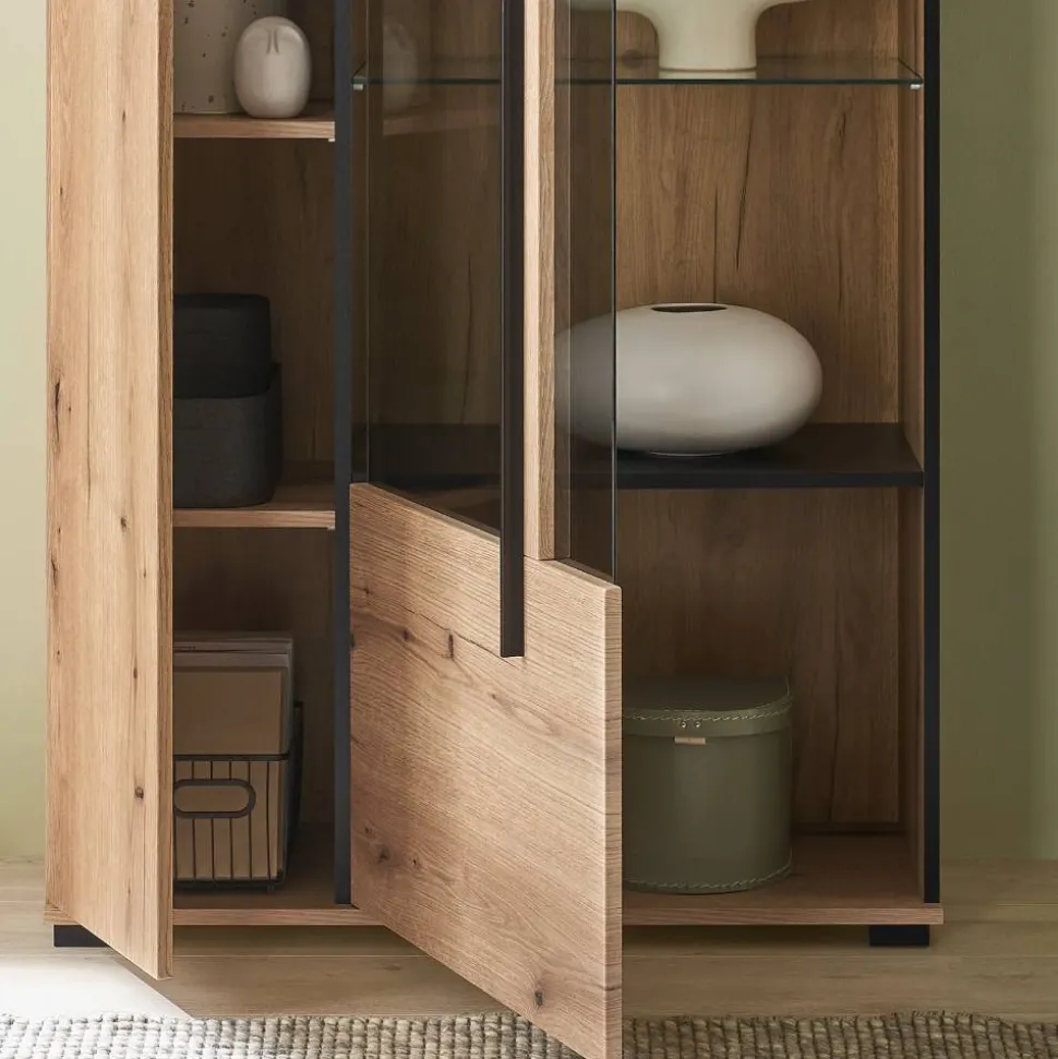 Vitrinen Schrank in Eiche Dekor - Brocus